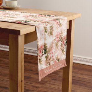 Vintage Victorian Pink Floral Chic Personalized Short Table Runner