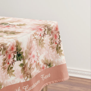 Vintage Victorian Pink Floral Chic Personalized Tablecloth