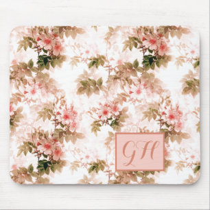 Vintage Victorian Pink Floral Elegant Chic Pattern Mouse Mat