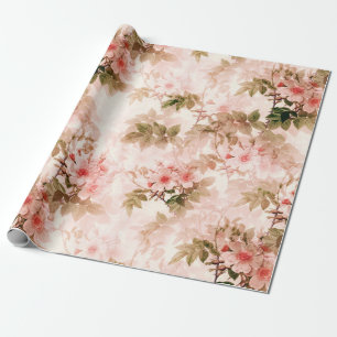 Vintage Victorian Pink Floral Elegant Chic Pattern Wrapping Paper