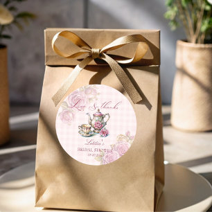 Vintage Victorian pink rose bridal tea party favou Classic Round Sticker