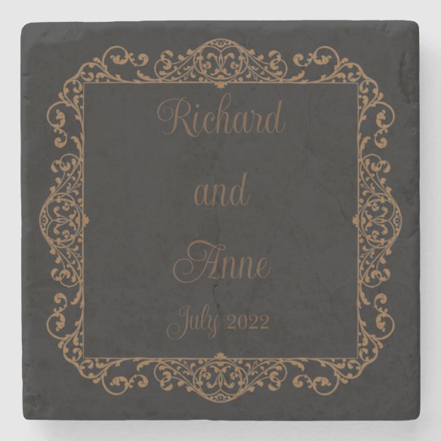 Vintage Victorian Romantic Fairytale Wedding  Stone Coaster (Front)