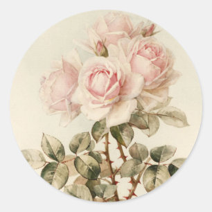Vintage Victorian Romantic Roses Classic Round Sticker