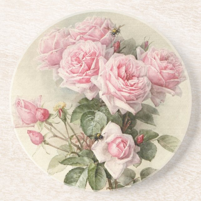 Vintage Victorian Romantic Roses Coaster (Front)