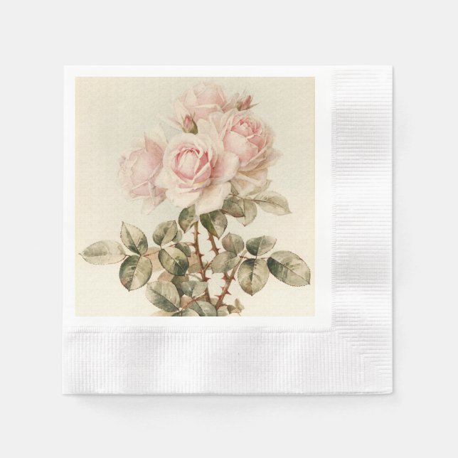 Vintage Victorian Romantic Roses Napkin (Front)