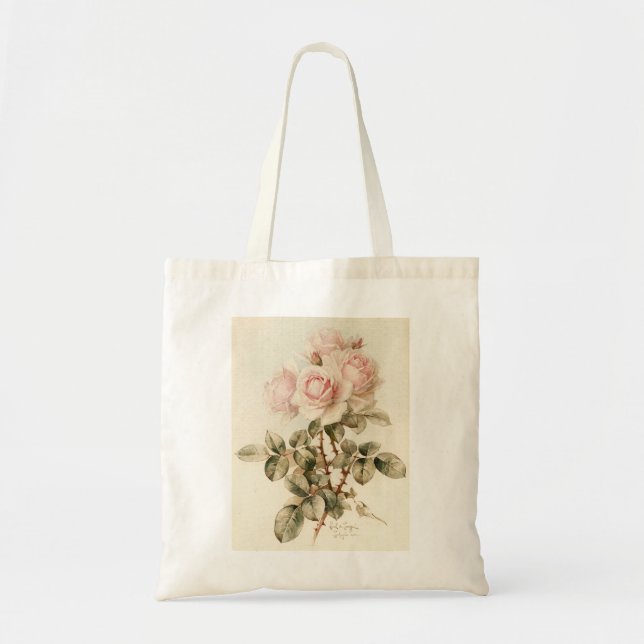 Vintage Victorian Romantic Roses Tote Bag (Front)