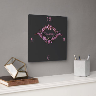 Vintage Victorian Romantic Steampunk Personalised Square Wall Clock