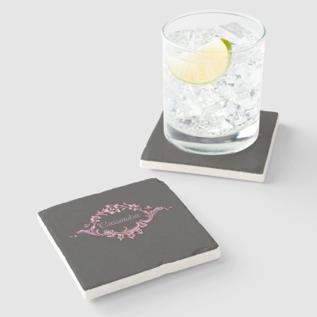 Vintage Victorian Romantic Steampunk Personalised  Stone Coaster (Side)