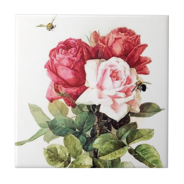 Vintage Victorian Rose Bouquet Tile (Front)