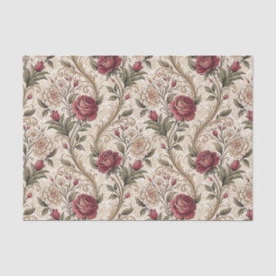 Vintage Victorian Rose & Damask Floral Pattern Art Tissue Paper