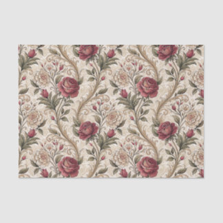 Vintage Victorian Rose & Damask Floral Pattern Art Tissue Paper
