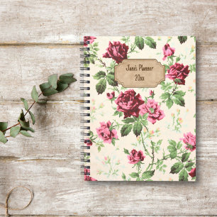 Vintage victorian rose pattern custom name planner