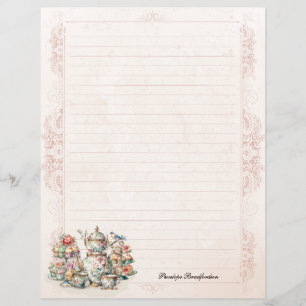 Vintage Victorian Rose Tea Lined Stationery Paper