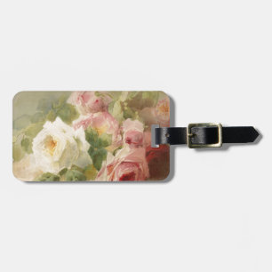 Vintage Victorian Rose Watercolor Luggage Tag