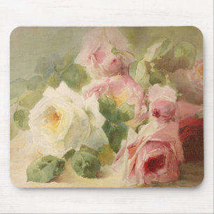 Vintage Victorian Rose Watercolor Mouse Mat