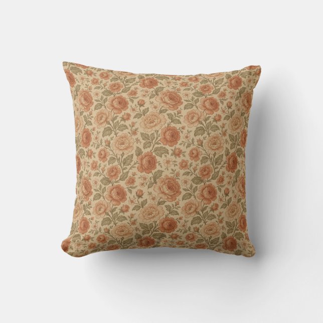 vintage Victorian Roses patterned  Cushion (Front)