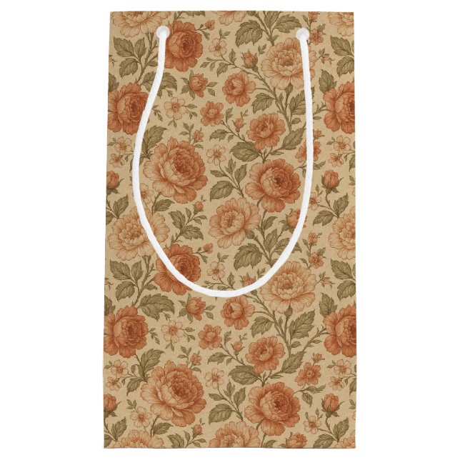 vintage Victorian Roses patterned  Small Gift Bag (Front)