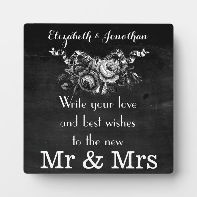 Vintage Victorian Roses Wedding Guestbook Plaque (Front)