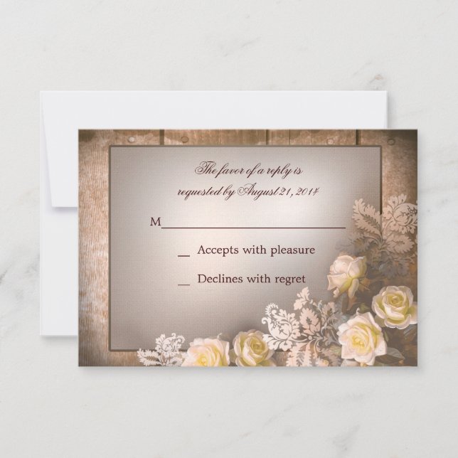 vintage victorian roses wedding rsvp (Front)
