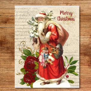 Vintage Victorian Santa Claus Antique Decoupage Jigsaw Puzzle