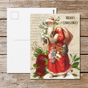 Vintage Victorian Santa Claus Antique Decoupage  Postcard