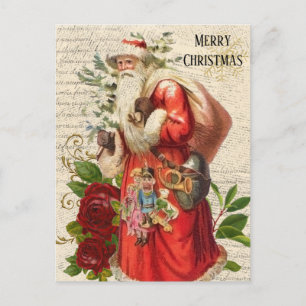 Vintage Victorian Santa Claus Antique Decoupage Postcard