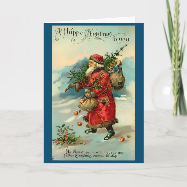 Vintage Victorian Santa Claus Christmas Card (Front)