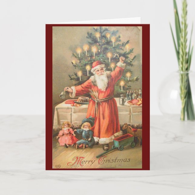 Vintage Victorian Santa Claus Christmas Holiday Card (Front)