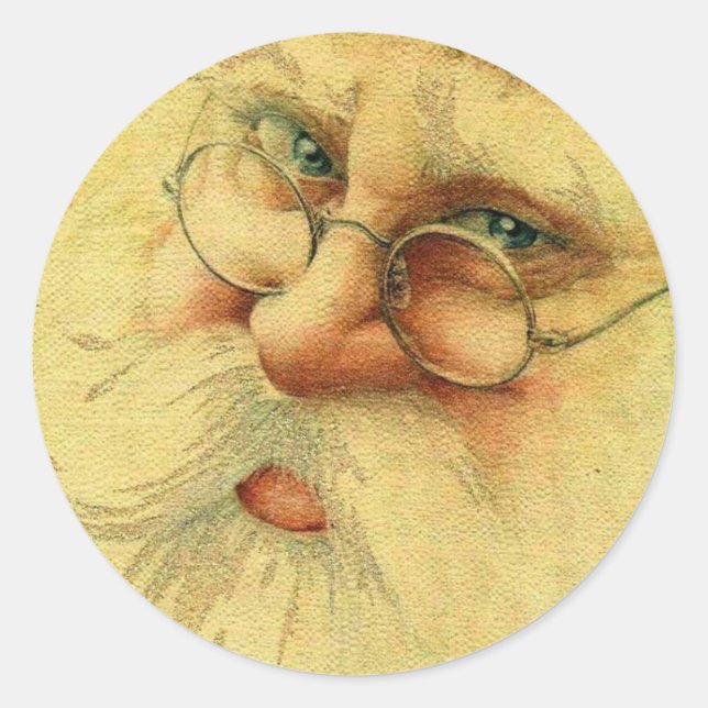 Vintage Victorian Santa Claus Classic Round Sticker (Front)