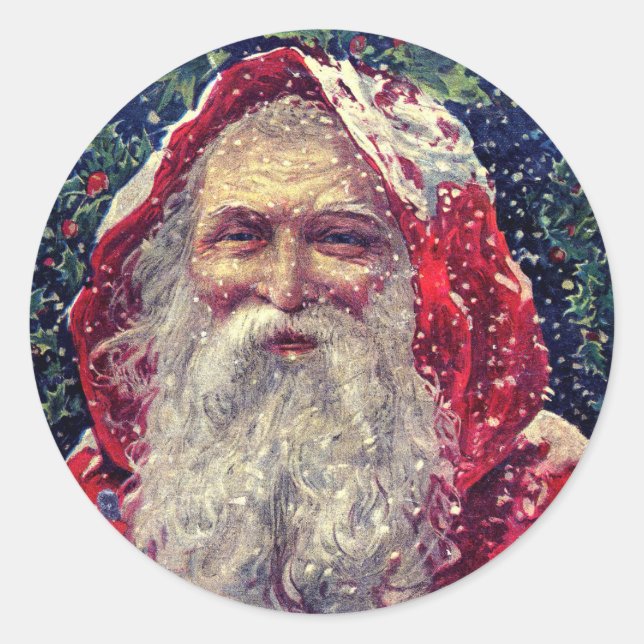 Vintage Victorian Santa Claus Classic Round Sticker (Front)