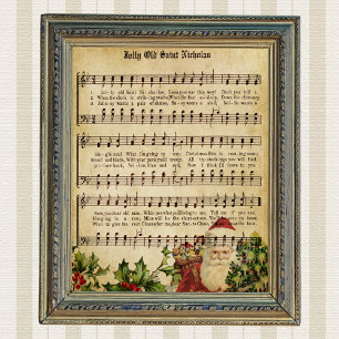 Vintage Victorian Santa Claus Music Score and Song Poster