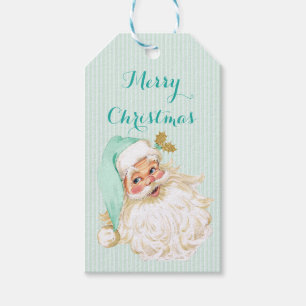 Vintage Victorian Santa Claus Neutral Mint & Gold Gift Tags