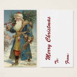 Vintage Victorian Santa Claus with Christmas Tree