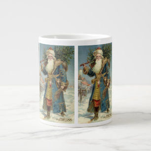 Vintage Victorian Santa Claus with Christmas Tree Large Coffee Mug
