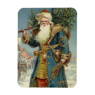 Vintage Victorian Santa Claus with Christmas Tree Magnet