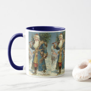 Vintage Victorian Santa Claus with Christmas Tree Mug