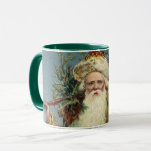 Vintage Victorian Santa Claus with Christmas Tree Mug