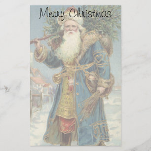 Vintage Victorian Santa Claus with Christmas Tree Stationery