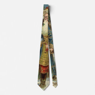 Vintage Victorian Santa Claus with Christmas Tree Tie