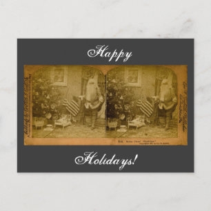 Vintage Victorian Santa Stereoview Holiday Postcard