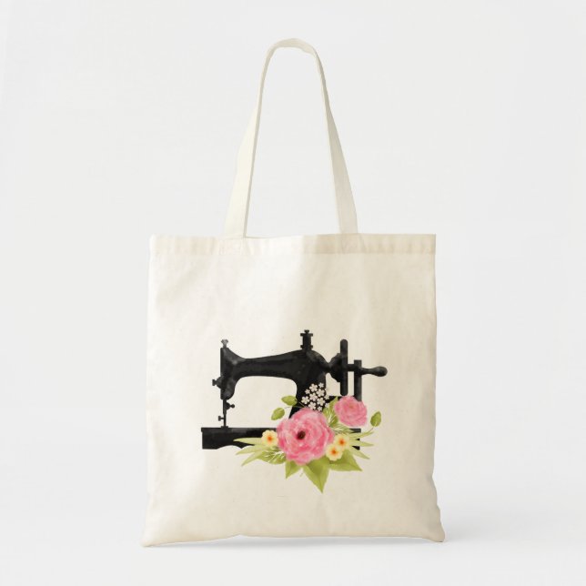 Vintage Victorian Sewing Machine Tote Bag (Front)