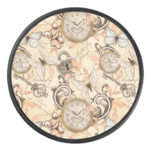 Vintage Victorian Shabby Chic Country Pattern Hockey Puck