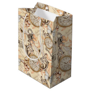 Vintage Victorian Shabby Chic Country Pattern Medium Gift Bag