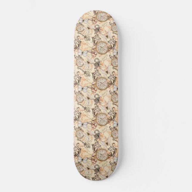 Vintage Victorian Shabby Chic Country Pattern Skateboard (Front)
