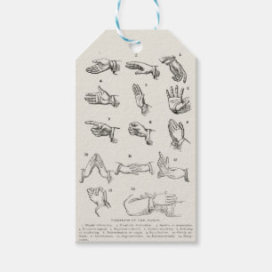 Vintage Victorian Sign Language Hand Gestures Art Gift Tags