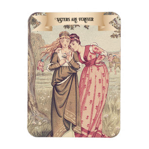 Vintage Victorian Sisters Cute Regency Fine Art Magnet