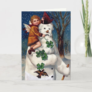 Vintage Victorian Snowman Christmas Card