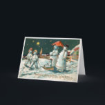 Vintage Victorian Snowmen Holiday Card<br><div class="desc">Vintage Victorian snowmen customisable Christmas card. High quality,  restored vintage image.</div>