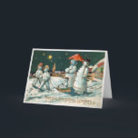 Vintage Victorian Snowmen Holiday Card<br><div class="desc">Vintage Victorian snowmen customisable Christmas card. High quality,  restored vintage image.</div>