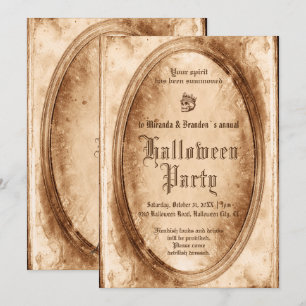 Vintage Victorian Spooky Gothic Skull Halloween Invitation